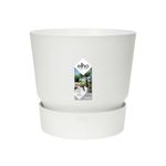 elho Greenville Round 30 - Large Flower Pot with Integrated Water Reservoir - Indoor & Outdoor - 100% Recycled Plastic - Ø 29.5 x H 27.8 cm - White/White