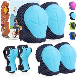 SAMIT Knee Pads for Kids 3-8 Years Boys Girls Protective Gear Set Toddler Knee and Elbow Pads with Wrist Guards 6 in 1 Safety Gear Set for Skating Cycling Bike Rollerblading Scooter Roller Skates