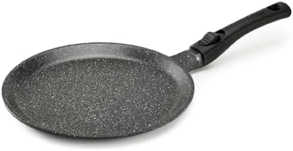 Pradel Excellence - PCUI001020 - Poêle à Crêpes Fonte d'Aluminium Premium Ø28cm - Revêtement Anti-Adhésif Façon Pierre - Manche Amovible - Tout Feu, Induction, Noir