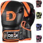 DEFY Marvelous Boxing Gloves for Men & Women Training Muay Thai Kick Boxing Leather Sparring Heavy Bag Workout MMA Gloves (Black/Orange, 16oz)