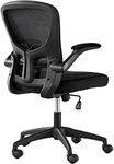 Yaheetech Ergonomic Office Chair, Mid Back Computer Chair, Comfortable Mesh Swivel Chair Task Chair with Flip-Up Armrests and Back Support for Home Study Conference Work Black