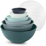 COOK WITH COLOR Mixing Bowls with Lids - 12 Piece Plastic Nesting Bowls Set includes 6 Prep Bowls and 6 Lids, Microwave Safe Mixing Bowl Set (Teal)