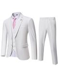 MrSure Men’s 3 Piece Suit Blazer, Slim Fit Tux with 2 Button, Jacket Vest Pants & Tie Set for Party, Wedding and Business White