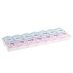 SUMAJU Pill Box Organiser, 14 Compartments Pill Box Organizer AM/PM Weekly Pills Storage Case Double Row(Blue/Pink)