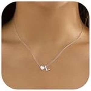 LOLIAS Collar Inicial Corazón Collar Letra Corazón para Mujer Collar Nombre Plata Acero Inoxidable Colgante Letra Corazón Pequeño Collar Personalizado Regalos para Mujeres Niñas