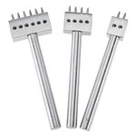 LuckyHigh 3 Pcs 2/4/6 Leather Prong Punch Stainless Steel 6MM Pitch Leather Craft Row Hole Punch DIY Diamond Lacing Stitching Chisel