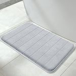 Yimobra Memory Foam Bath Mat Large Size, Soft and Comfortable, Super Water Absorption, Non-Slip, Thick, Machine Wash, Easier to Dry for Bathroom Floor Rug (31.5 x 19.8 Inch, Silver)