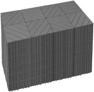 Mapleyard 432 PCS Plastic Interlocking Deck Patio Tiles - 12" x 12" Anti-Slip Waterproof Outdoor Flooring, Balcony Floor Decking for Poolside & Backyard, All Weather Use, Grey, Diagonal