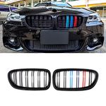 SNA M Color F10 Grille, Front Kidney Grill for 2010-2016 BMW 5 Series F10 F11 And F10 M5 (Double Slats Gloss Black Grill, 2-pc Set)