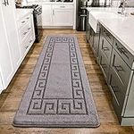 PHP Carpet Runners - Waterproof Non Slip Gel Backing Washable Runner Rug for Hallway Hall Bedroom Living Room Kitchen Rug Large Door Mat Indoor Floor Mat - 60 X 220 cm, Grey