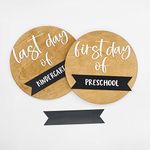 First and Last Day of School Board | Back to School First Day of School Board | 10" Round Reversible Reusable First Day of School Sign | Last Day of School Sign for Kids Double Sided