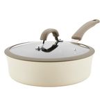 Rachael Ray Cook + Create Nonstick Sauté Pan with Lid, 3 Quart - Almond