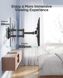 PERLESMITH Swivel Tilt TV Wall Bracket for 13-42" Flat & Curved TVs – Max 20kg, VESA 200x200mm