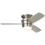 Harbor Breeze 44-in brushed nickel flush mount indoor ceiling fan with light kit and remote (3-blade)