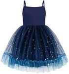 Arshiner Kids Girls Tulle Dress Navy Sequin Tutu School Graduation Formal Dresses Size 6 Ruffle Hem Sleeveless Dress Fall Outfit