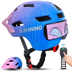 Kids Bike Helmet with LED Display & Remote Control, 63 Patterns, Adjustable Size, Detachable Visor, 11 Air Vents – Multi-Sport Helmet for Bicycle, Skateboard, Scooter for Girls, Boys Age 5-14