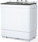 ROVSUN 26lbs Compact Twin Tub Portable Washing Machine, Mini Washer(18lbs) & Spiner(8lbs) / Built-in Drain Pump/Semi-Automatic for Camping, Apartments, Dorms & RV’s (Grey)