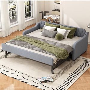 NNJN Sofá cama de 90 x 200 cm, con cama plegable (gris)