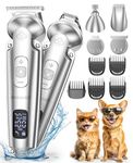 oneisall Dog Clippers & Paw Trimmer 4 in 1 Pet Grooming Kit Customised for Puppies and Cats, Cordless 3-Speed Pet Clippers, Quite IPX7 Waterproof Dog Trimmer for Full-Body Grooming