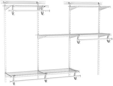 ClosetMaid ShelfTrack Wire Closet Organizer System, Adjustable from 4 to 6 Ft., With Shelves, Clothes Rods, Hardware, Durable Steel, White