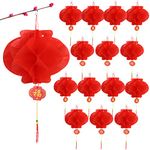 30 Pieces 6 Inches Chinese Red Paper Lanterns Lucky Hanging Decorations for Chinese New Year, Spring Festival, Lantern Festival Wedding and Restaurant Celebration Supplies (30, 6 Inches)