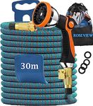 Garden hose 100FT 30m expandable lightweight 100 feet water heavy duty zinc alloy metal spray nozzle 100 foot kink free ft reel expanding flexible pipe retractable