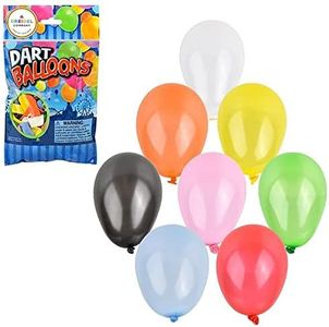 The Dreidel Company Balloon Dart Games, 144 Pcs 6" Dart Balloons Toy, Plastic Flights, and Metal Pointy Copper Head Tips Darts (144 Dart Balloons)