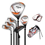 PGM Junior Golf Club complete set Includes Driver, Hybrid, 7, 9, Wedge Irons, Putter, Stand Bag right handed for Children Kids, 6 pieces youth Golf Clubs with 2 Headcovers for Boys & Girls (Aged 9-12)