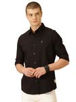 Thomas Scott Men's Button Down Collar Slim Fit Casual Shirt (Black, Small)