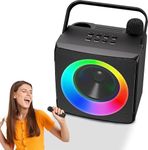 Portable Karaoke Machine with 2 Wireless Microphones,Bluetooth Karaoke Machine System with Led Lights, Karaoke Machine with 2 Microphones Storage Hole, Gifts Ideas for Birthday Parties Family