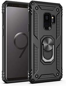 Cavor for Samsung Galaxy S9 Case (5.8") TPU Case PC Bumper 360° Rotation Ring Holder Kickstand Back Cover [Work with Magnetic Car Mount] Shockproof Protective Cover-Black