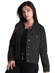 Dream of Glory Inc. Women's Cotton Standard Length Denim Jacket (Dogi-W-Dj-Charcoal_XXL ), Black