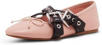 Madden Girl Women's Pearl Ballet Flat, Blush/Black, 7.5 US