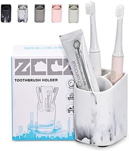 zccz Toothbrush Holders for Bathroom - Ideal as Electric Toothbrush Holder or Kids Toothbrush Holder - Premium Quality White Marble Bathroom Essential