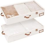 StorageWorks Underbed Storage Box, Under Bed Clothes Organizer With Sturdy Structure and Ultra Thick Fabric, Ivory White, Large, 2 pack