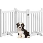 Yaheetech Wooden Dog Gate Indoor 3 Panels Freestanding Dog Fence with Support Feet&360°Hinges for Small and Medium Dogs, Dog Barrier for House/Stairs/Doorway (White,60.5cm H X 152cm L)