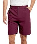 Boyzn Men's 9" Inseam Golf Outdoor Flat Front Shorts Casual Work Dress Shorts Quick Dry Athletic Shorts with 5 Pockets Wine Red-42