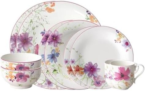 Villeroy & Boch - Mariefleur Starter-Set Bunt, Spülmaschinenfest, Mikrowellensicher, Geschirrset 2 Personen, Geschirr Set Blumendekor, Tafelservice, Essgeschirr, Kombiservice, Premium Porzellan