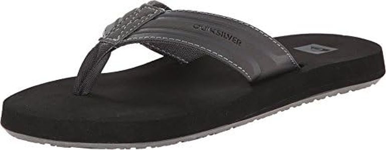 Quiksilver Men's Monkey Wrench 3 Point Flip Flop Athletic Sandal, Grey/Black, 10 UK