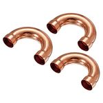 sourcing map U Shape Elbow 180 Degree Copper Pipe Fitting Sweat Welding Solder Connection 22mm or 7/8" ID for HVAC, Air Conditioning Refrigeration System Pack of 3