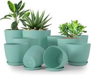 Utopia Home - Plant Pots Indoor with Drainage - 7/6.6/6/5.3/4.8 Inches Home Decor Flower Pots for Indoor Planter - Plastic Planters for Indoor Plants, Cactus, Succulents Pot (Aqua, Pack of 10)