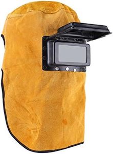 Welding Helmet, Leather Welding Helmet Mask Solar Auto Darkening Filter Lens Clamshell Welder Helmet