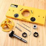 Forstner Drill Set 35mm Hinge Hole Saw Jig Drilling Guide Locator Hole Opener Template & Bit Positioner Tool Tungsten Carbide Woodworking Hinge Hole Cutter with Depth Stop(Yellow)