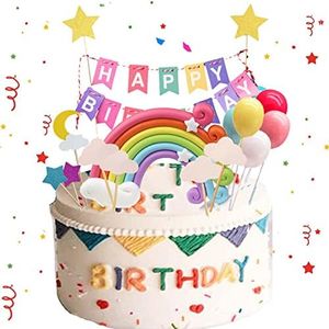 Topper De Pastel De Nube De Globo, Decoración De Pastel De Arco Iris, Cupcake Toppers Con Cloud Rainbow Star, Mini Banderines Para Tortas De Cumpleaños, Para Pastel De Cumpleaños De Niño Niña