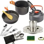 17pcs Camping Cookware Mess Kit, No