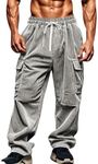 Ekiregaii Mens Work Trousers Soft Comfort Corduroy Guards Pants Casual Sports Fitness Gym Trainning Pants Loose Baggy Pants Plain Jogging Bottoms Joggers Full Length Pants