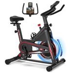 DMASUN Indoor Exercise Bikes for Home Gym Use with LCD Display, Spin Bike with Tablet Holder & Comfortable Seat Cushion, Super Quiet Fitness Bike for Home Cardio Workout with Heart Rate Sensor