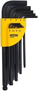 Stanley 1-13-976 Clés Mâles Longues à Tête Sphérique Sur Support 1,5 à 10 Mm Fabriquées en France - Acier Au Silicium - Normes Iso 2936 et Din 911 - 9 Pièces