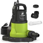 FLUENTPOWER Automatic Pool Cover Pump, 3/4HP 3400GPH Submersible Above Ground Water Removal Pump with Check Valve Adapter, 26FT Power Cord for Pool, Hot Tub, Rooftop, Water Bed, Basement Draining