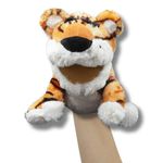 Chi-Chimpu Talking Mouth Animal Hand Puppet - Interactive Plush Toy for Kids, Perfect for Storytelling, Imaginative Play, Educational Learning, and Creative Role-Playing - Orange- Tiger